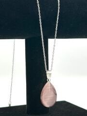 Kedi Gözü Taşlı Kolye (Çelik Zincir)