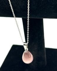 Pembe Kedi Gözü Damla Kolye