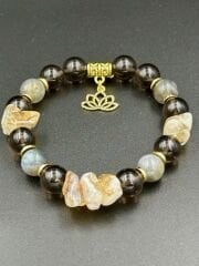 Soul Balance-Dumanlı Kuvars, Labradorit ve Sitrin Taşlı Enerji Bilekliği