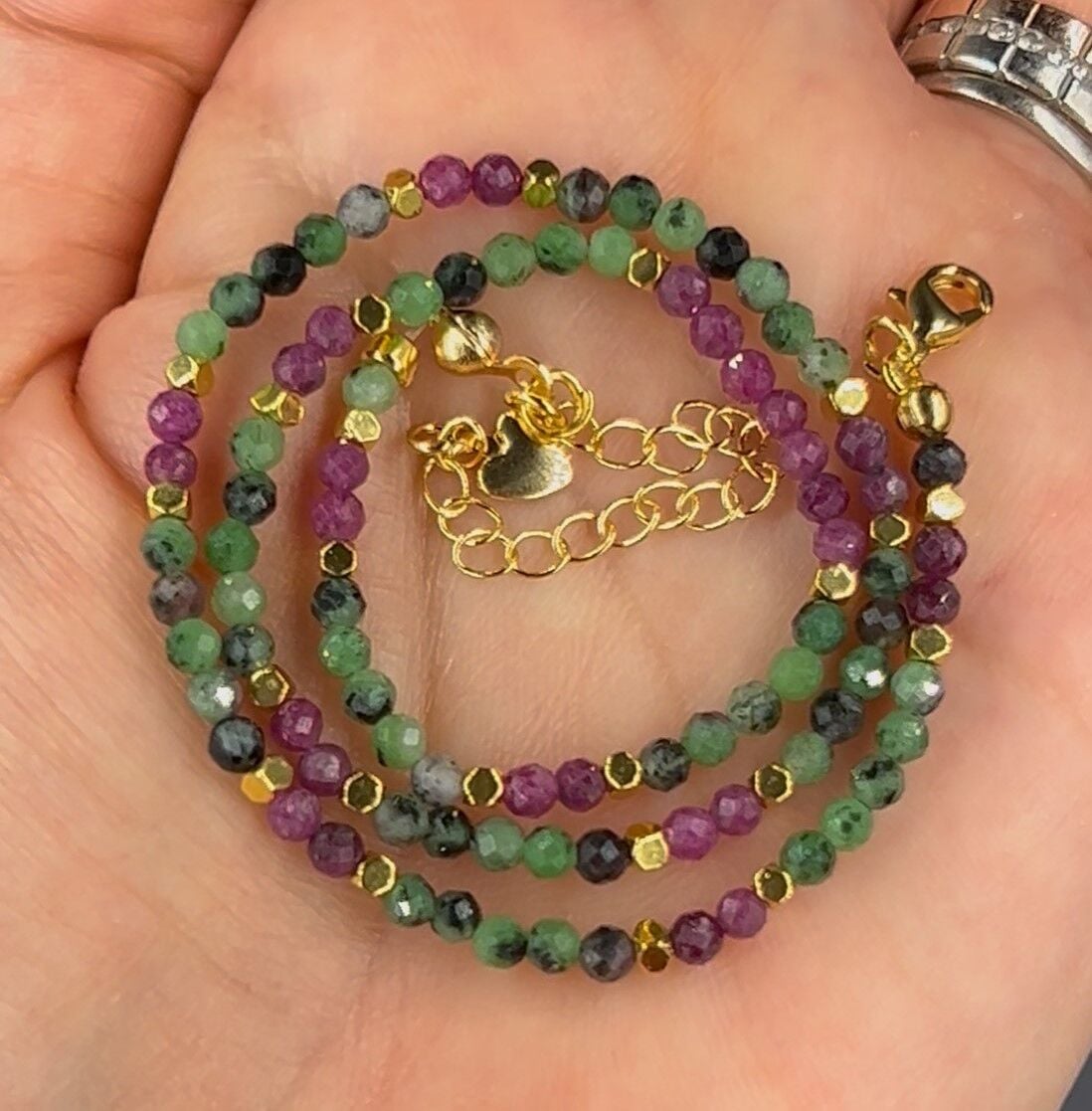 Ruby Fusion – Yakutlu Zoisit Çift Sıra Kadın Bileklik