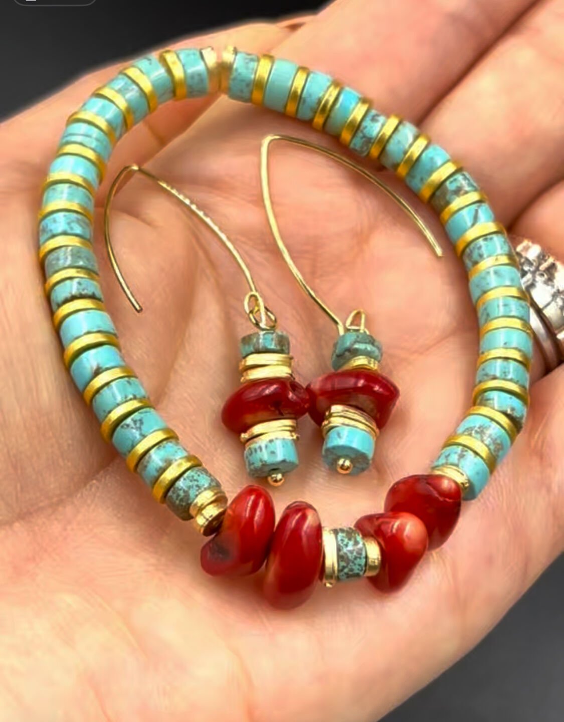 Aqua Rosso Küpe Bileklik Seti